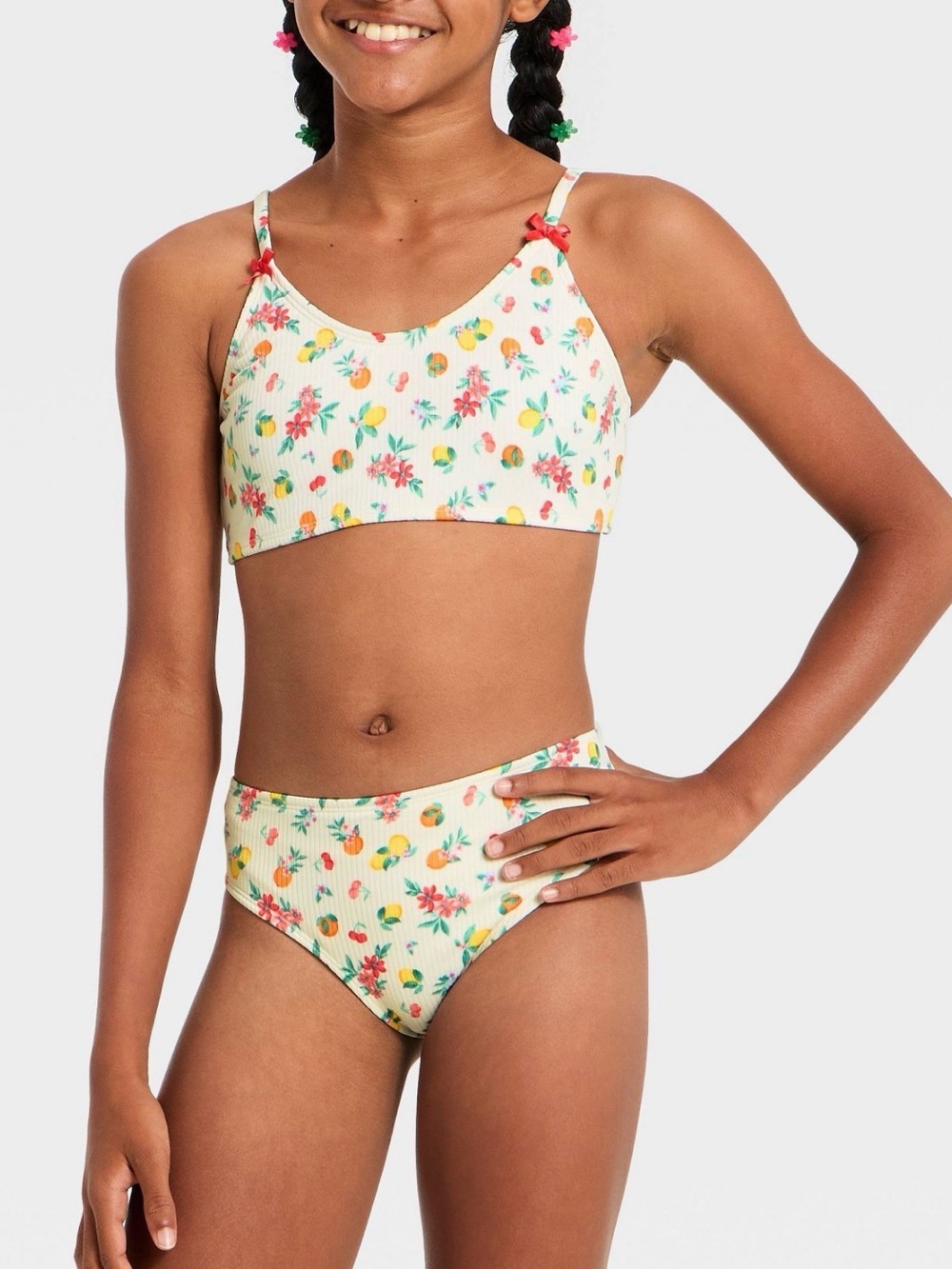 art class Cream Floral Fruit Two-Piece Girls Bikini